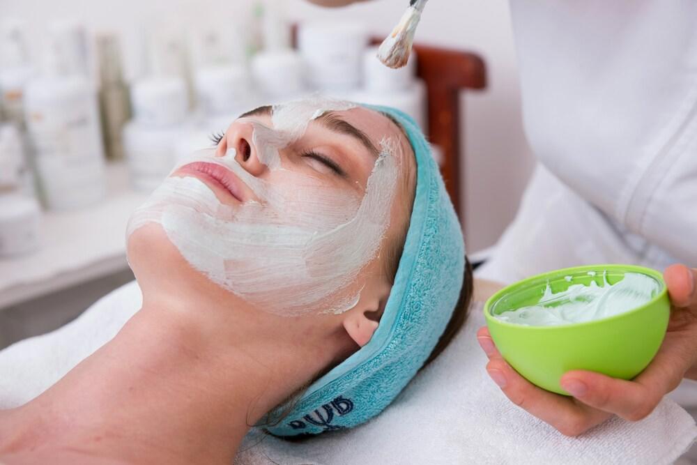 Hydrating mask application during a professional facial treatment at SVIT Aesthetics.